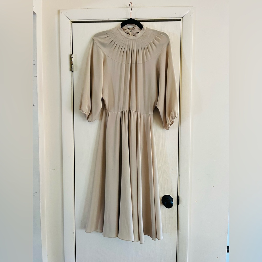 Vintage 70s balloon sleeve high neck tie dancing dress S